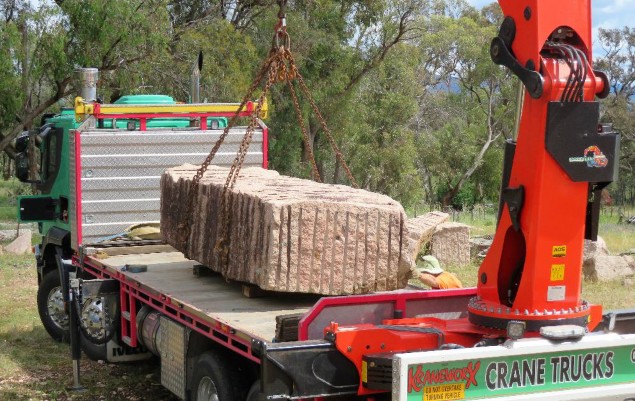 Eleven tonne block of Tarana Granite on the move towards the ACT